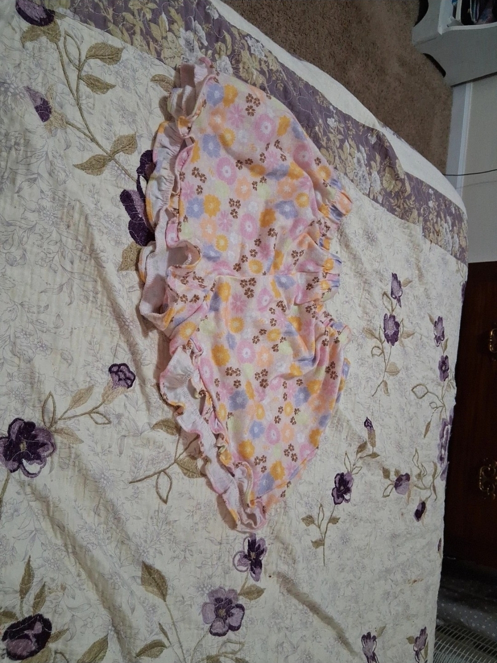 wonder nation Pink and Yellow Floral Ruffle Diaper Cover